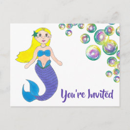 Du är välkommen Mermaid Födelsedagsfest Inbjudan Vykort