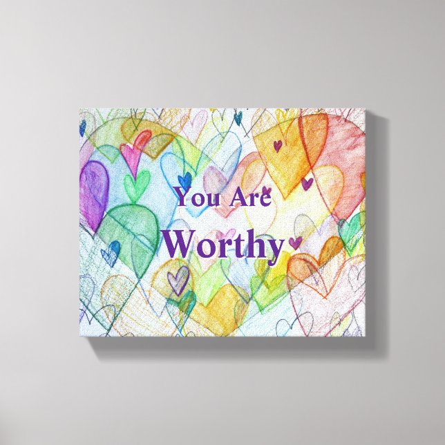 Du är värdiga hjärtan som är insvepta på kanvas (Framsida)