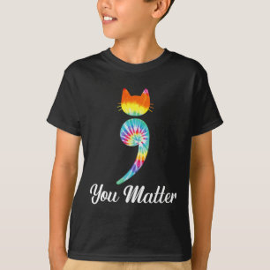 Du är viktig Semiolon Tie Dye Cat Suicide Preventi T Shirt