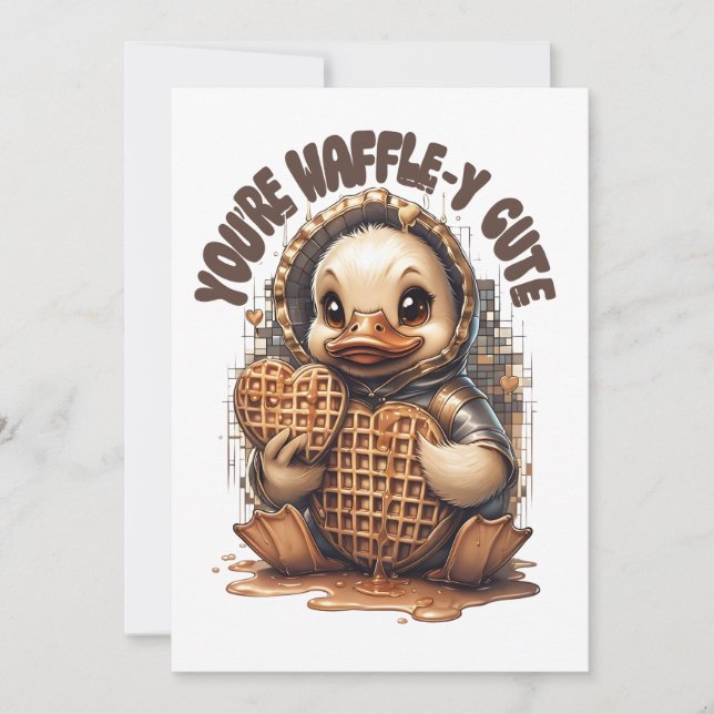 Du är Waffle-y Cute" Duckling-inbjudan Inbjudningar (Framsida)