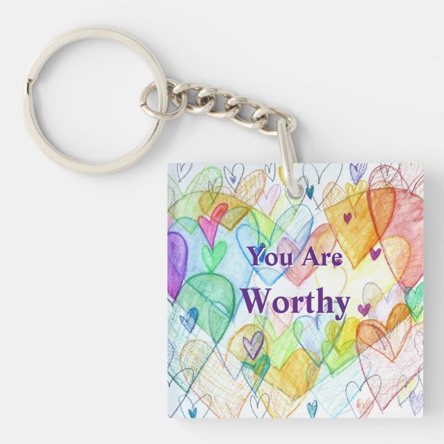 Du Art Worthy Hearts Art Gift Keychain (Framsidan)