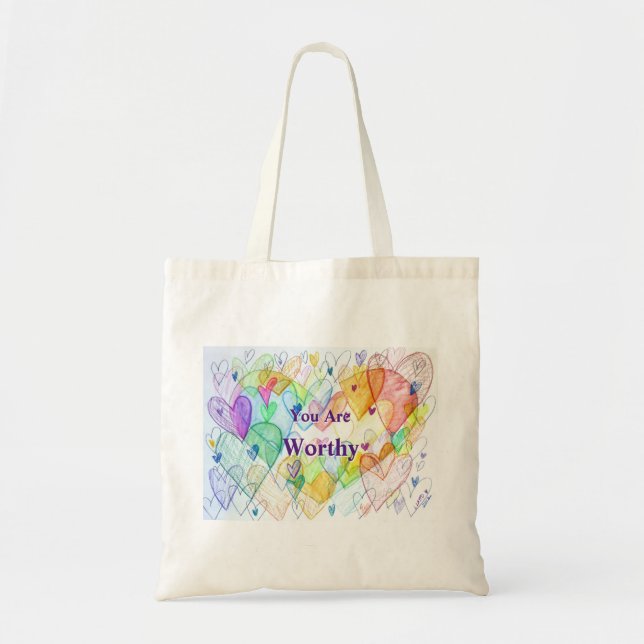 Du Art Worthy Hearts Art Tote Bag Tygkasse (Framsidan)