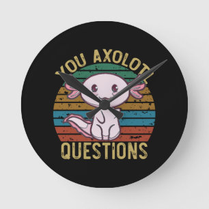 Du Axolotl Frågor Retro 90-tal Rolig Axolotl Rund Klocka