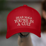 Du befinner dig i en rött kejsare baseball Cap Hat Broderad Keps<br><div class="desc">Denna antimaga politiska medvetenhet som förmedlas med ord "DEAR MAGA,  DU ÄR I A CULT" och finns tillgänglig i olika hatt stilar och färg</div>