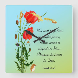Du behållor honom i perfekt Peace Bible Verse Fyrkantig Klocka