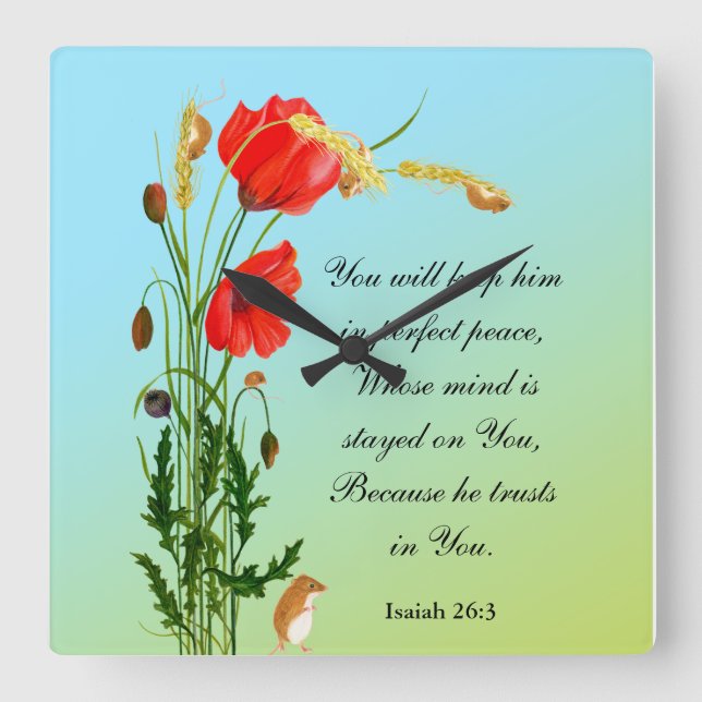 Du behållor honom i perfekt Peace Bible Verse Fyrkantig Klocka (Framsida)