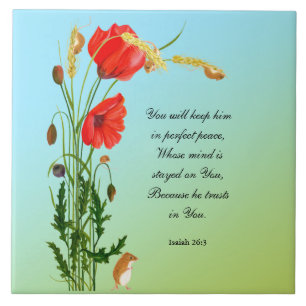 Du behållor honom i perfekt Peace Bible Verse Kakelplatta