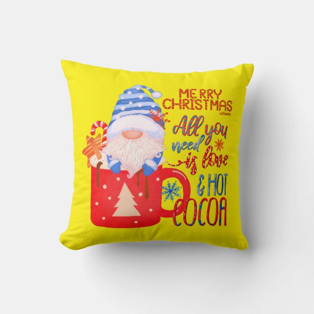 DU BEHÖVER BARA KÄRLEK OCH HETT COCOA Lustiga julk Kudde (Framsida)