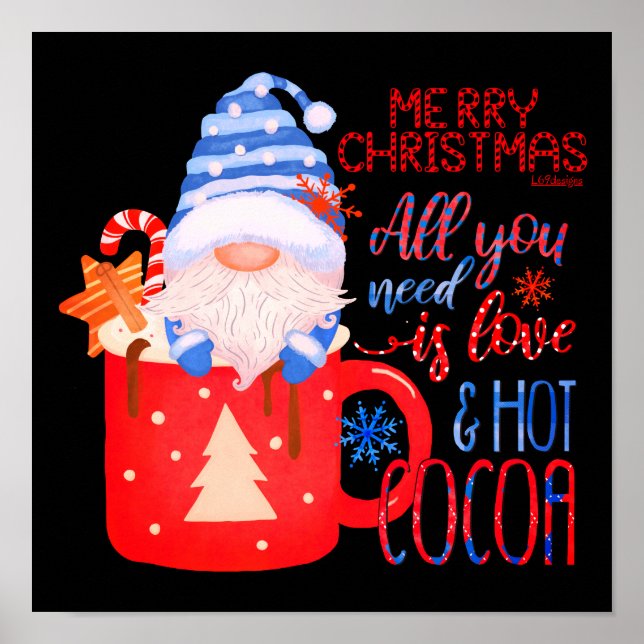 DU BEHÖVER BARA KÄRLEK OCH HETT COCOA Lustiga julk Poster (Framsidan)
