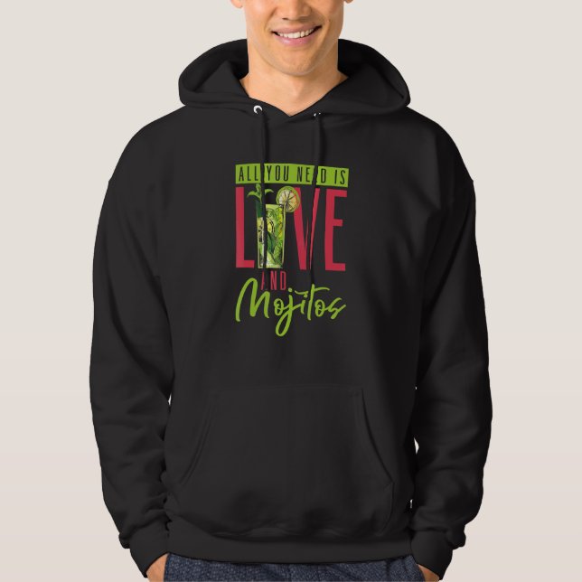 Du behöver bara Kärlek och Mojitos Bartende Hoodie (Framsida)
