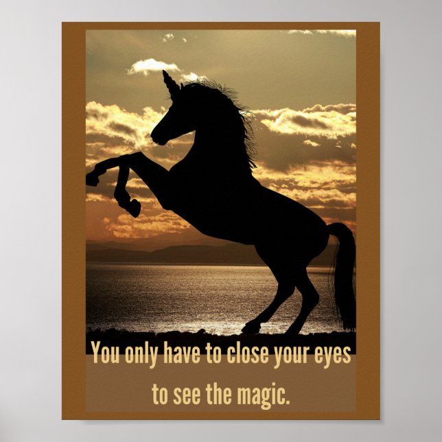 Du behöver bara stänga din öga unicorn poster (Framsidan)