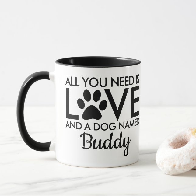 Du behöver bara typografin Kärlek Hund Mugg (Med munk)