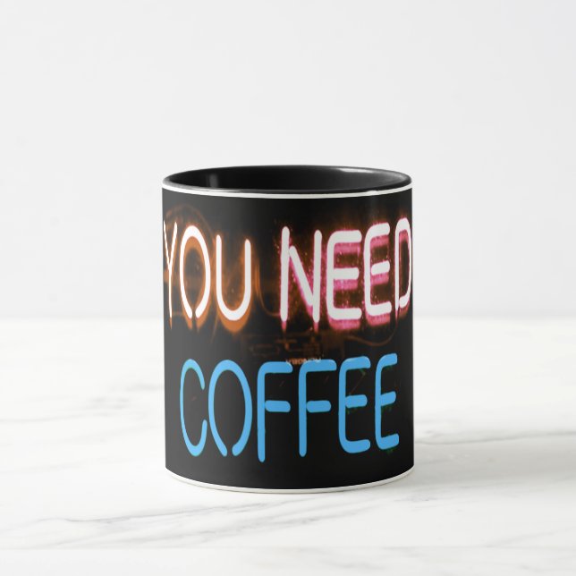 Du behöver kaffe, Caffine Neon-signatur Mugg (Center)