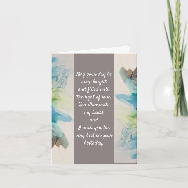 "Du belyser mitt hjärta". Födelsedagsanteckningsko Anteckningskort (Framsida)