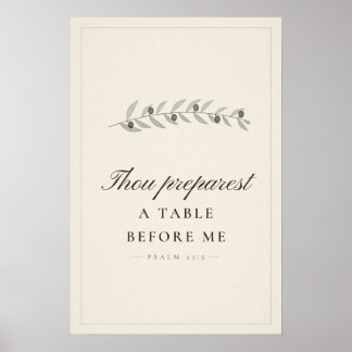 Du Bereder en Daffel Psalm 23 5 Matsalsrum Konst Poster