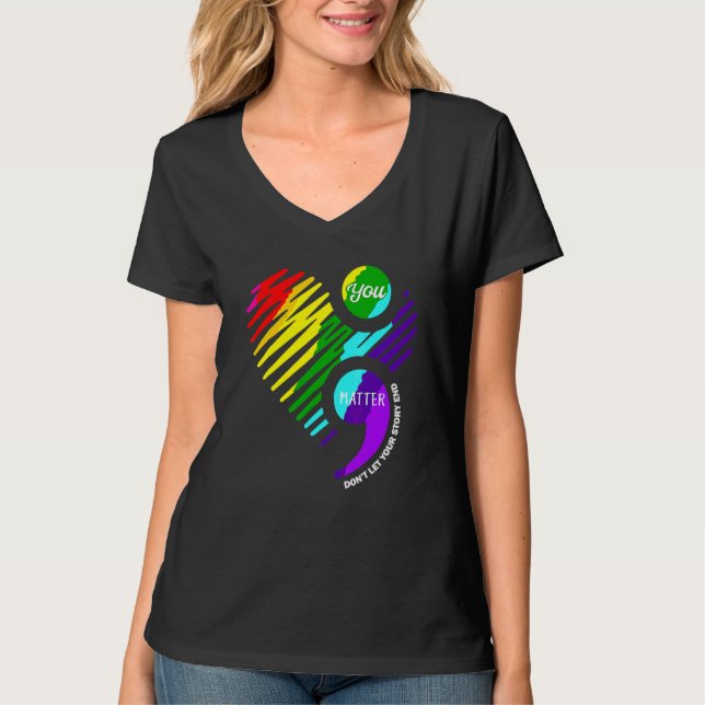 Du betyder semikolon mental medvetenhet månad 12 s t shirt (Framsida)