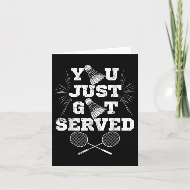 Du Blev Just Serverad Rolig Badmintonspelare Retro Kort (Framsida)