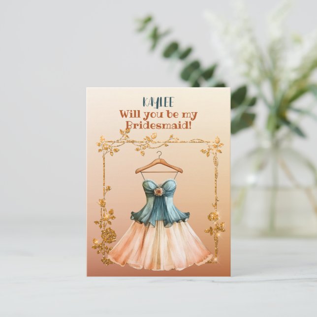 Du blir min bridesmaid. inbjudan vykort (Stående Fram)