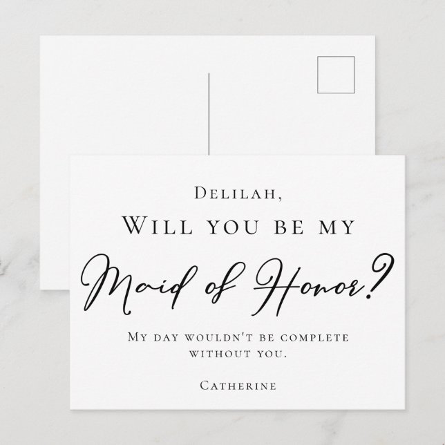 Du blir min Maid of honor Vykort (Fram/baksida)