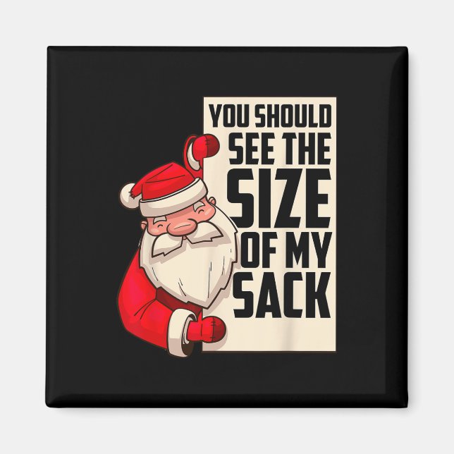 Du borde se storleken på min påse Rolig jul tomte Magnet (Framsidan)