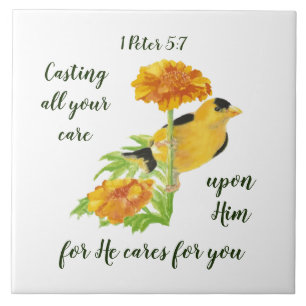 Du bryr dig om honom 1 Peter 5:7 Citat Kakelplatta