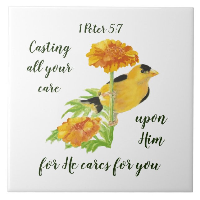 Du bryr dig om honom 1 Peter 5:7 Citat Kakelplatta (Framsidan)