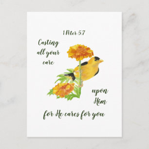 Du bryr dig om honom 1 Peter 5:7 Citat Vykort