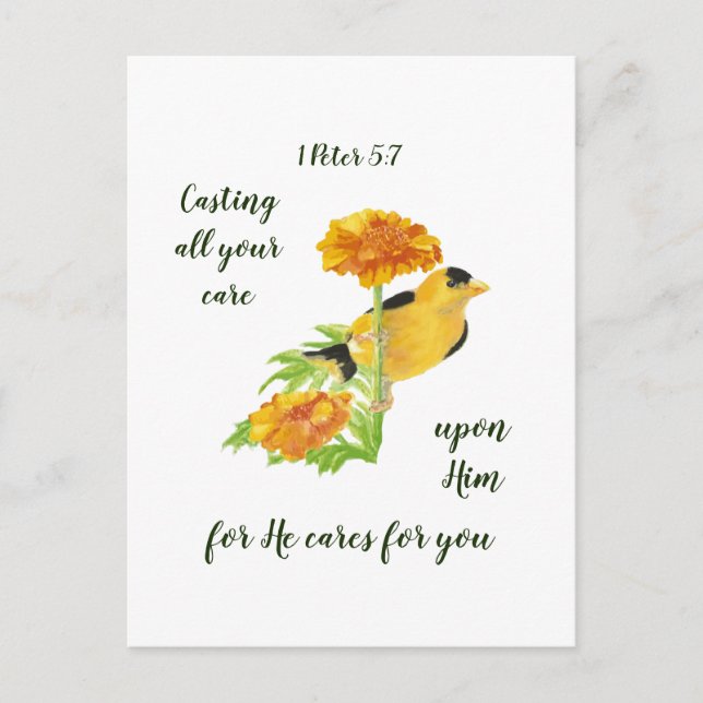 Du bryr dig om honom 1 Peter 5:7 Citat Vykort (Framsida)