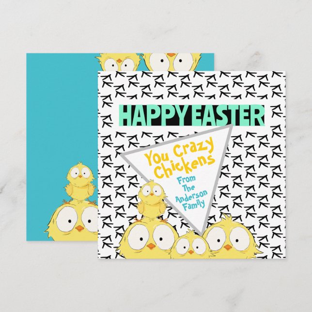 Du Crazy Chickens, Lustigt "Glad påsk" | Julkort (Fram/baksida)