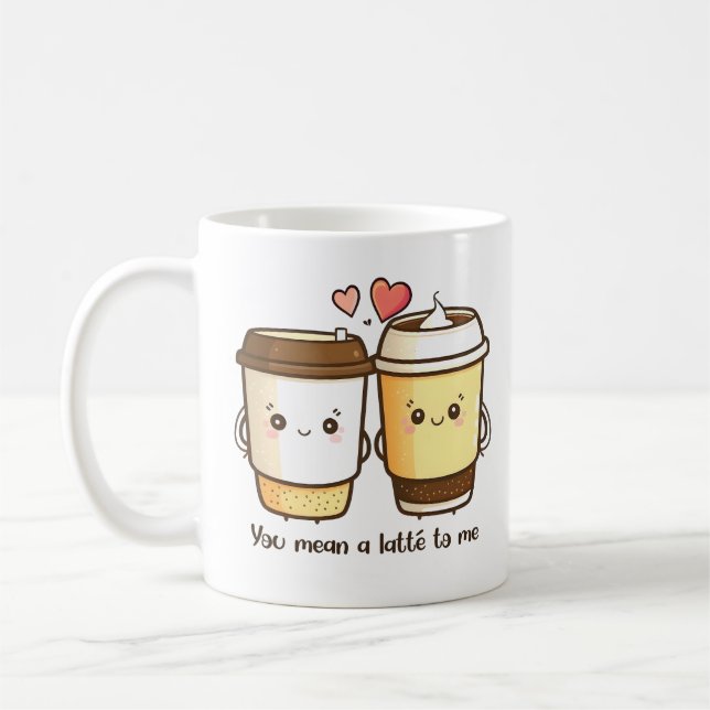 Du Elak en latte till mig Valentines day Pun Kaffemugg (Vänster)