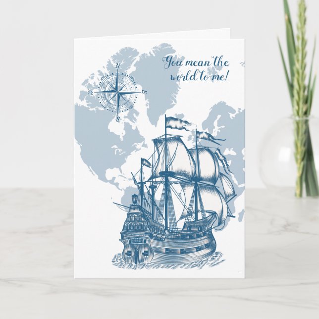 Du Elak världen till mig Nautical Fars dag Car Kort (Framsida)