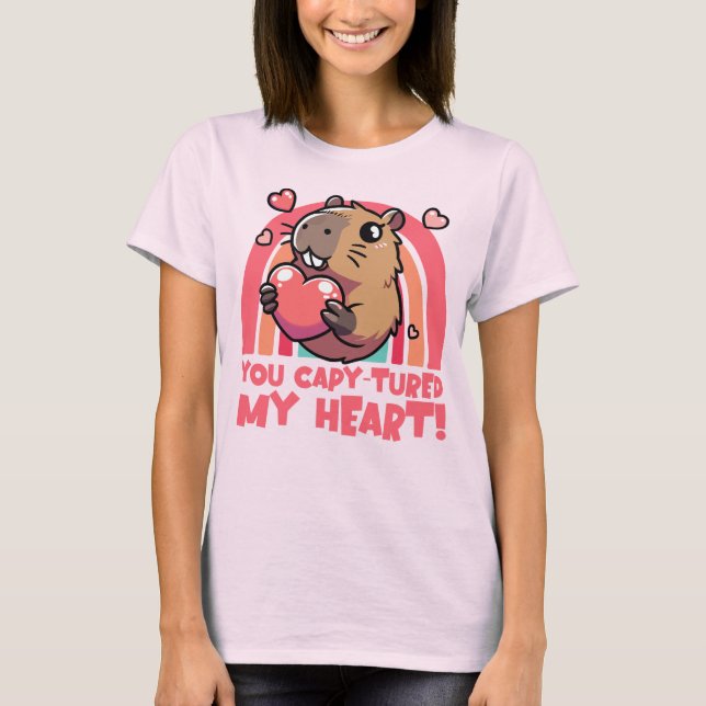 Du fångade mitt hjärta - Cute Capybara Design T Shirt (Framsida)