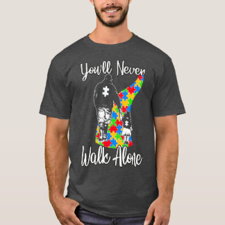 Du får aldrig Walk Alone Far Dotter Autism T Shirt