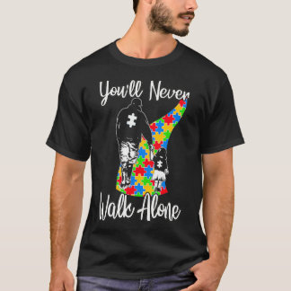 Du får aldrig Walk Alone Far Dotter Autism T Shirt