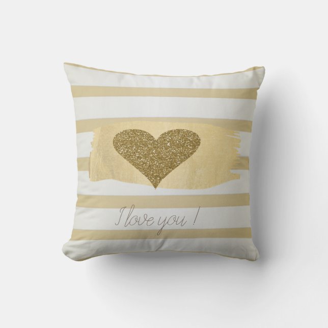 Du får Guld Glitter Hearts Rand-I Kärlek Du Kudde (Framsida)