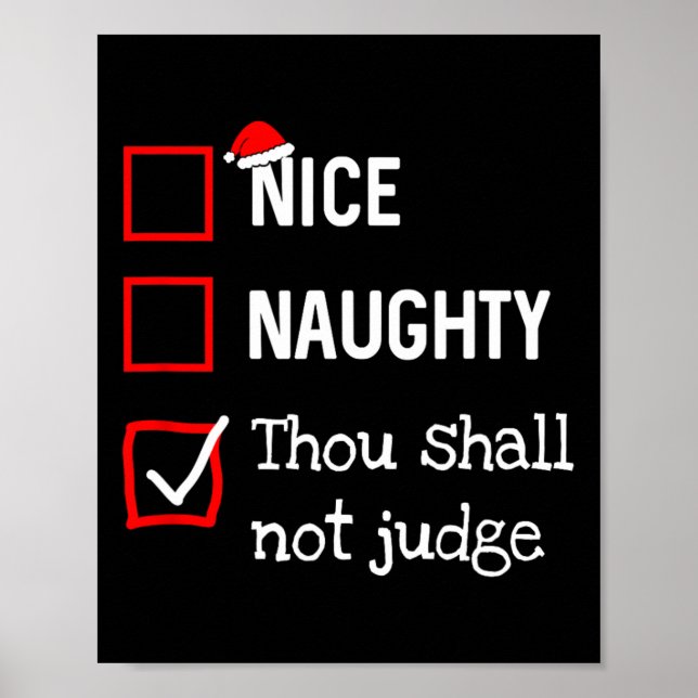 Du får inte döma Roligt Naughty Nice List Christm Poster (Framsidan)