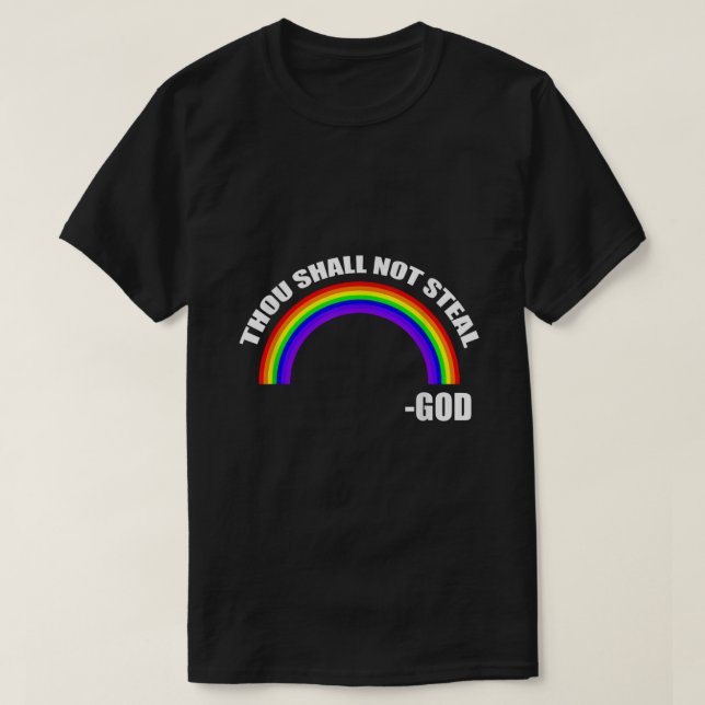Du får inte fastna armar och regnbåge t shirt (Design framsida)