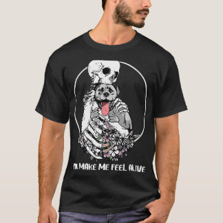 Du får mig att känna mig levande Skeleton Hug Pitb T Shirt