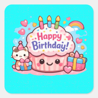 Du Får Mig Att Le Glad Djurflicka Blommig Välkomst Fyrkantigt Klistermärke