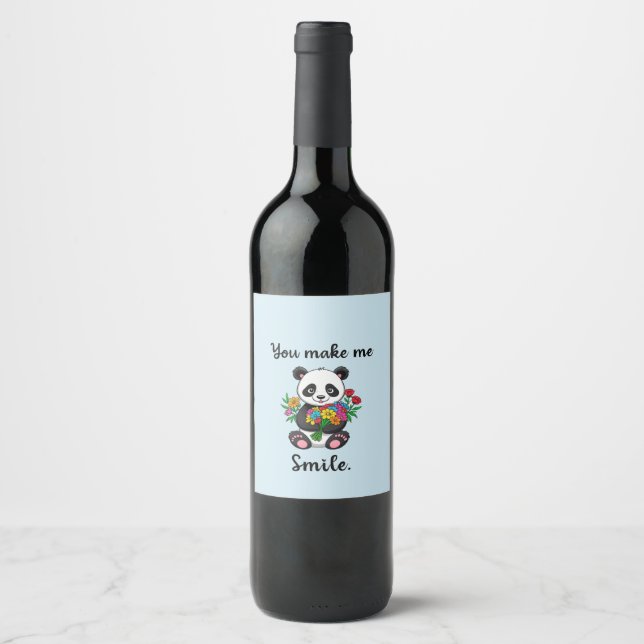 Du får mig att le Söt Panda Vinflaska Etikett (Framsida)