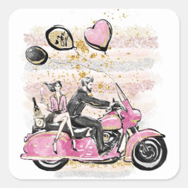 Du får min värld att rocka | Par Motorcykel Sublim Fyrkantigt Klistermärke