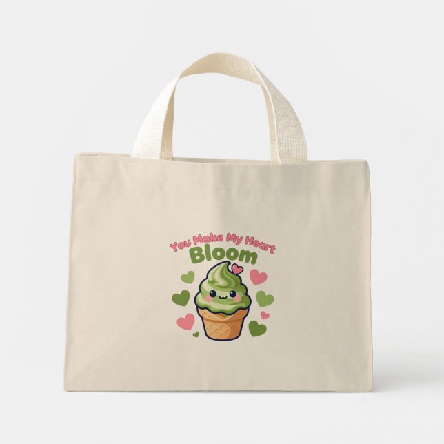 Du får mitt hjärta att blomma Söt Kawaii Matcha  Mini Tygkasse (Baksida)