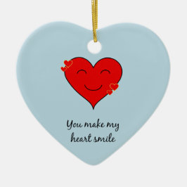 Du får mitt hjärta att le blått julgransprydnad keramik