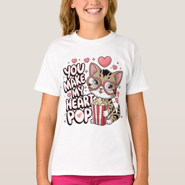 Du Får Mitt Hjärta Att Puffa Sött Kattvalentinmoti T Shirt (Framsida)
