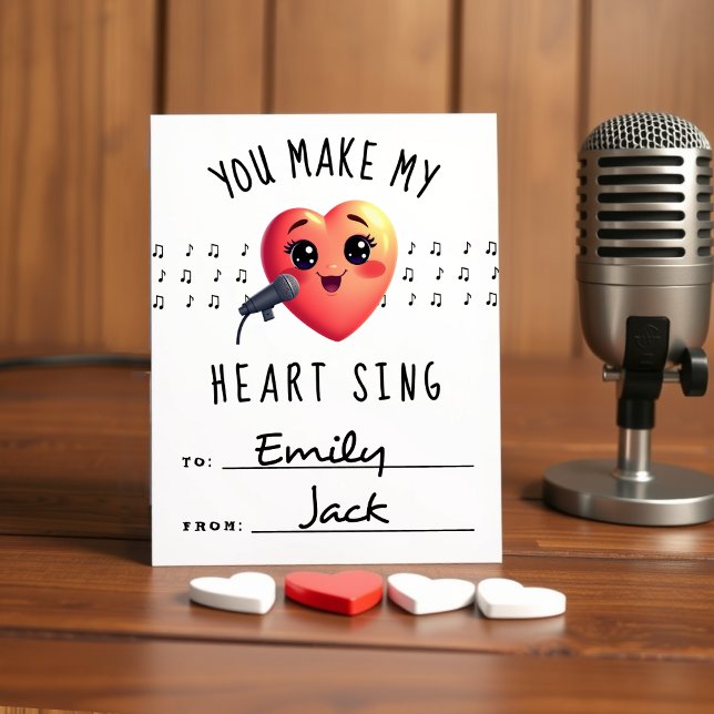 Du får mitt hjärta att sjunga till Alla hjärtans d Julkort (You Make My Heart Sing To From Valentine's Day Holiday Card
)
