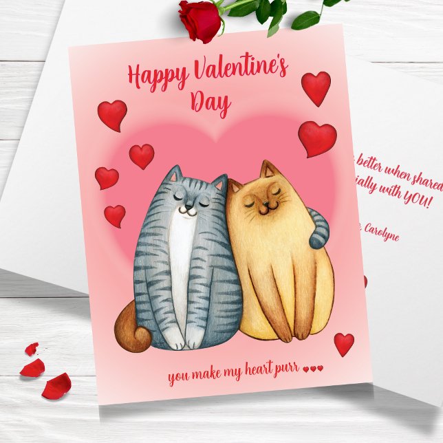 Du får mitt hjärta att spinn | Söt katts Alla hjär Kort (You Make My Heart Purr | Cute Cat Valentine’s Day Card)