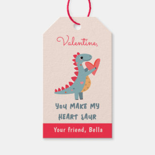 Du får mitt hjärta Saur Dinosaur Puns Valentine Presentetikett