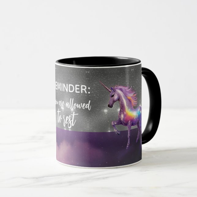 Du får vila Rainbow Glitter Unicorn Mugg (Framsida höger)