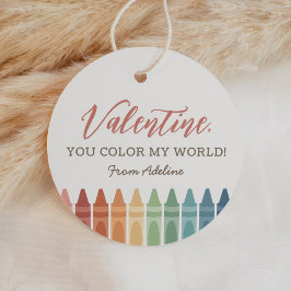 Du Färg min världsCrayon Kids Valentines day Gåvor Etiketter