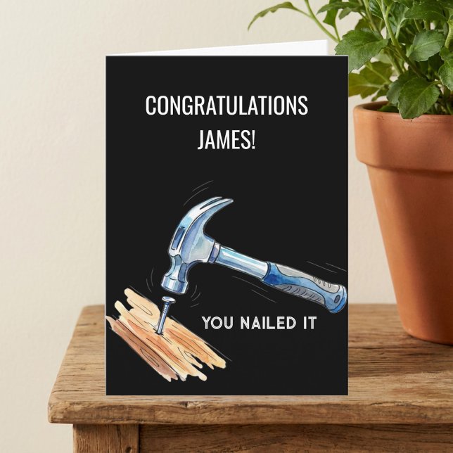 Du Fick Det Att Klaffa Rolig Hammare Spik Grattis Kort (You Nailed It - Congratulations Card with Hammer and Nail)